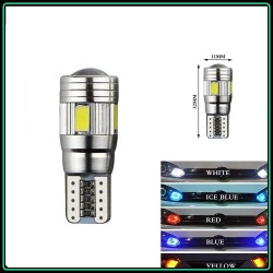 Led bec T10 W5W CANBUS pozitie 6 smd 5630, culoare albastru cristal, fara eroare de bec ars